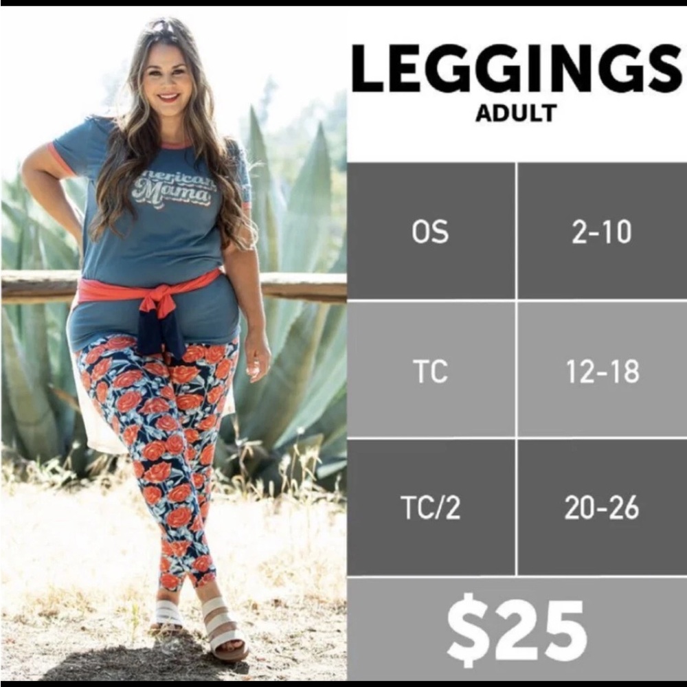 LuLaRoe vintage Women OS Leggings Blue Red Buffalo Animal Print  Made in China - Picture 10 of 10